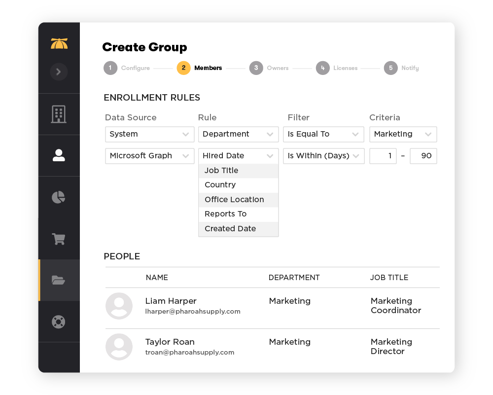 Web application displaying the BrainStorm platform’s Group tab, with configuration settings open and all toggles enabled.