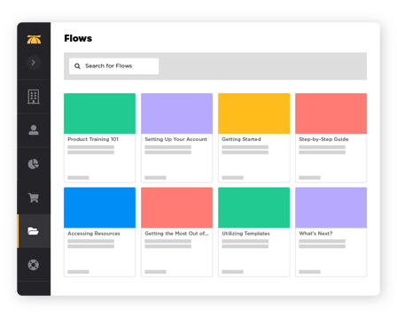Web application displaying the BrainStorm platform's user portal, showing assigned customer training courses and modules, with a search bar at the top of the page.