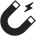Horseshoe magnet with a small lightning bolt between the poles.