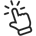 Pointer finger clicking with motion lines icon.