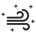Icon of a gust of wind with surrounding sparkles.