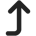 An arrow changing direction from pointing right to pointing up.