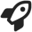 Rocketship icon pointing upward to the right