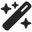 Icon of a magician's wand with stars.