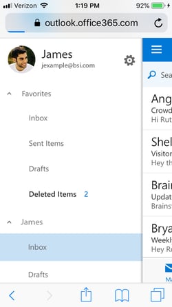 scrolling through Microsoft Outlook Inbox 