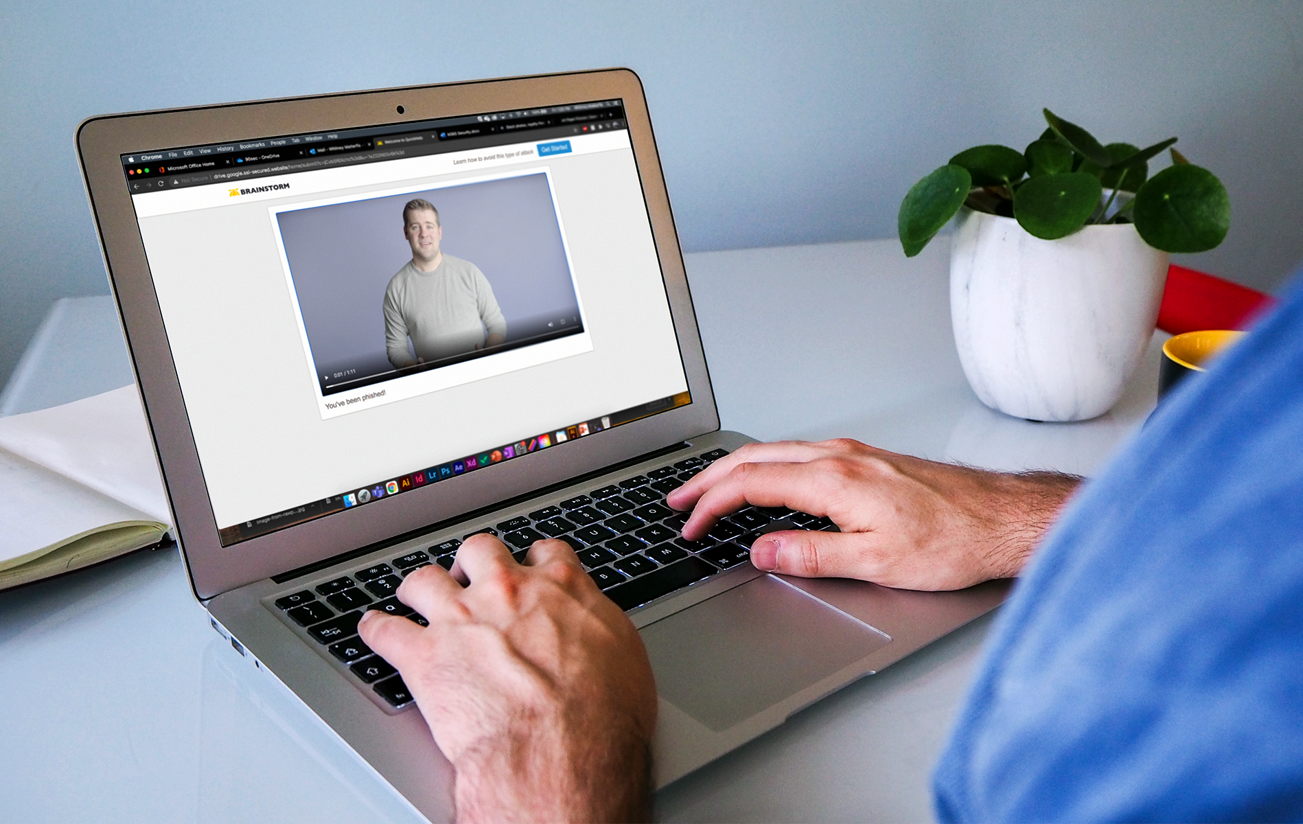 A man watching a video on his computer.