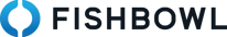 An outlined blue circle in the logo for the business "fishbowl."